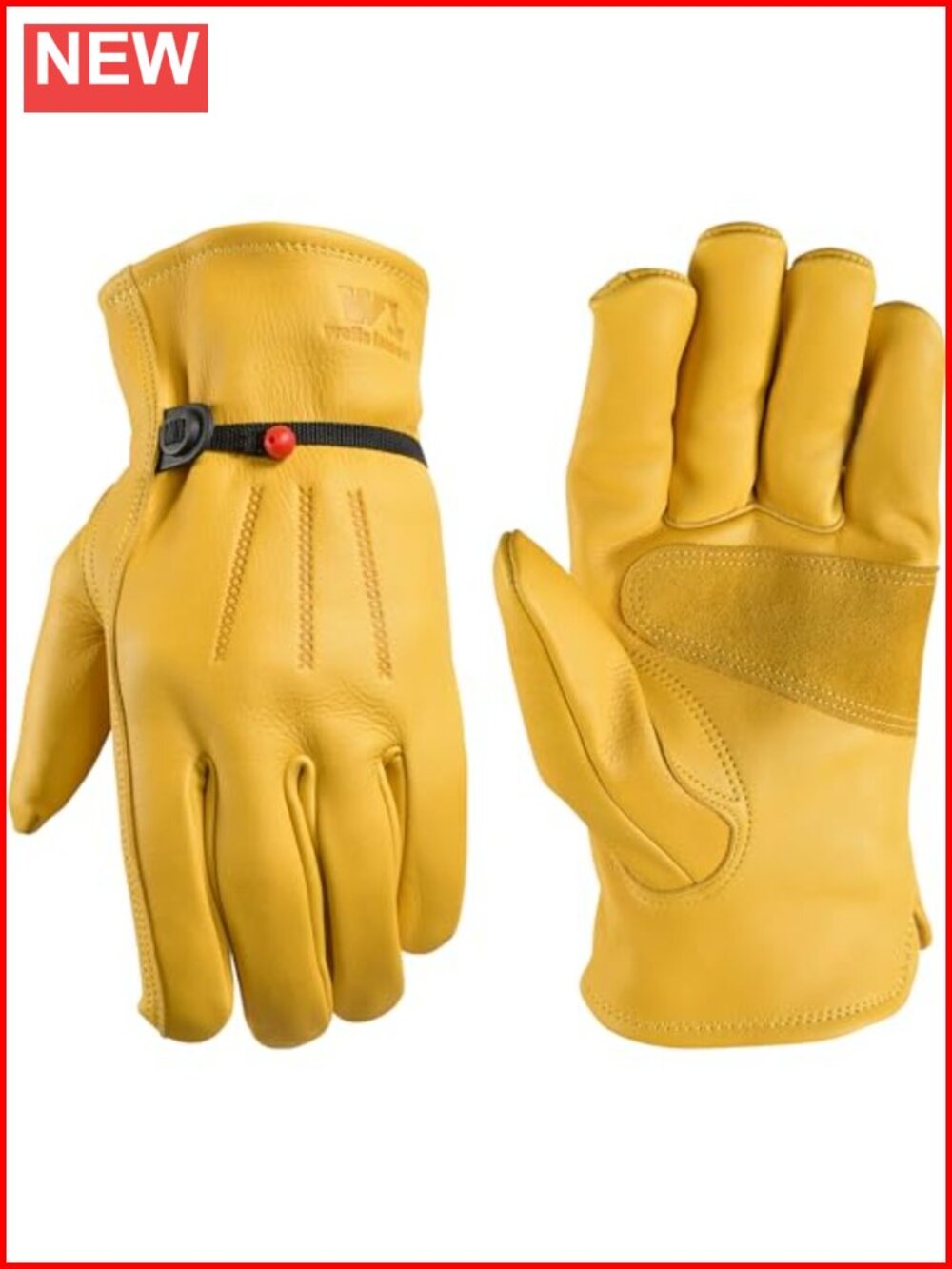 Cowhide Leather Work Gloves with Adjustable Wrist, Safety Work Gloves for Men &